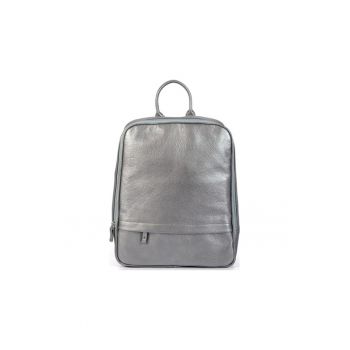 Geanta dama piele -  Rucsac 2 - argintiu - 28x15x28 cm