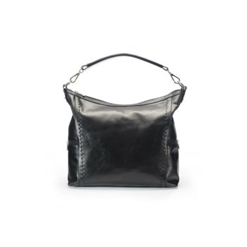 Geanta dama piele -  Saculet Dora - negru - 42x12x32 cm