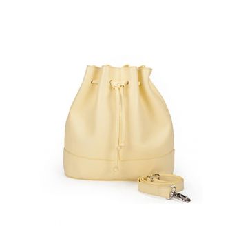 Geanta dama piele -  Saculet mic - crem - 30x12x30 cm