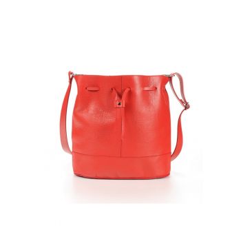 Geanta dama piele -  Saculet mic - rosu - 30x12x30 cm