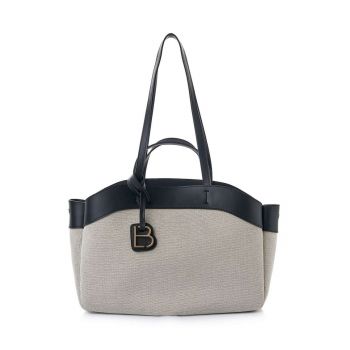 Geanta shopper cu garnituri din piele ecologica si talisman - deschis