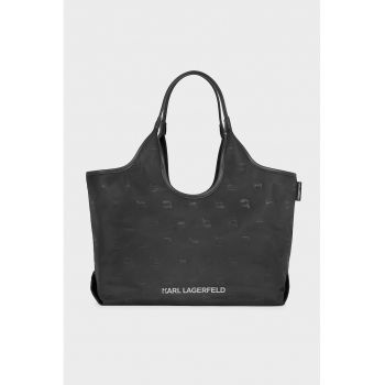 Geanta shopper cu model monograma si aplicatie detasabila