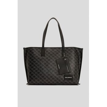 Geanta shopper de piele ecologica cu model monograma