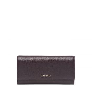 Metallic soft grained leather prune