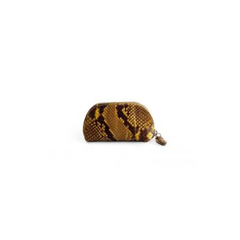 Portfard piele -  Sun - sarpe galben - 12 x 5 x 8 cm