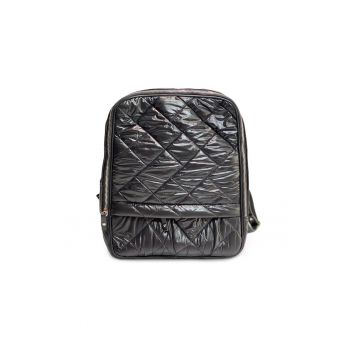 Rucsac dama piele -  2 - negru matlasat - 28 x 15 x 28 cm