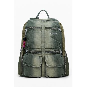 Rucsac din denim cu detaliu logo