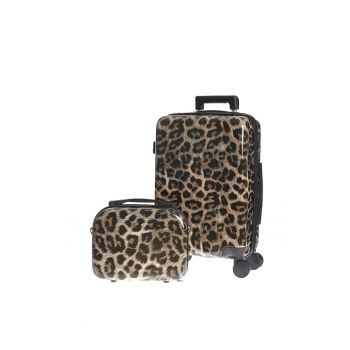 Set troler si geanta de voiaj cu model animal print