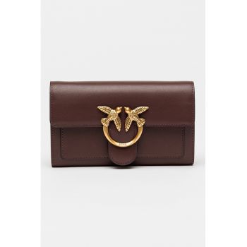 Geanta crossbody de piele cu aplicatie logo metalica Love One