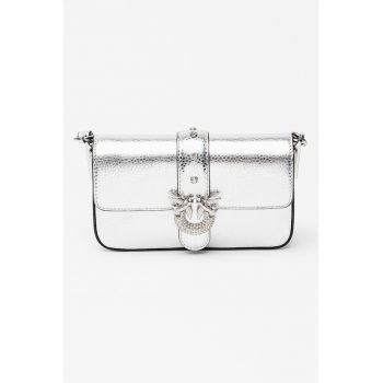 Geanta crossbody de piele cu aspect metalizat Geanta crossbody de piele cu aspect metalizat