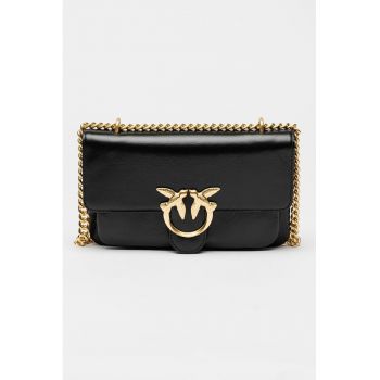 Geanta crossbody de piele cu bareta din lant