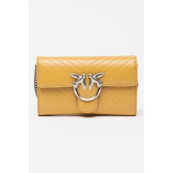 Geanta crossbody de piele cu bareta din lant Love One Geanta crossbody de piele cu bareta din lant Love One