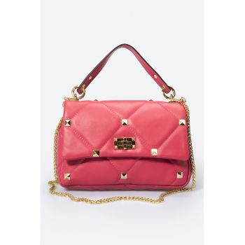 Geanta crossbody - de piele cu tinte