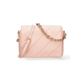 Geanta crossbody de piele ecologica cu bareta lant - Piersica