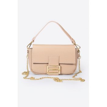 Geanta crossbody din piele cu bareta din lant