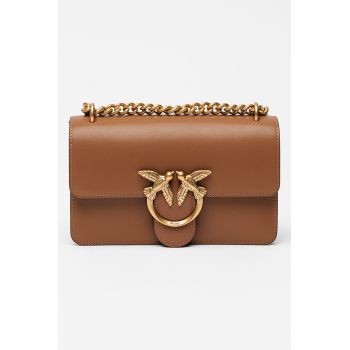 Geanta crossbody mica din piele cu aplicatie logo metalica Love One Geanta crossbody mica din piele cu aplicatie logo metalica Love One