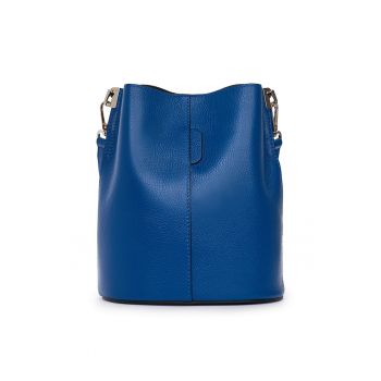 Geanta dama  Mimosa albastra - piele naturala - forma bucket bag - 28x24x17cm Geanta dama  Mimosa albastra - piele naturala - forma bucket bag - 28x24x17cm