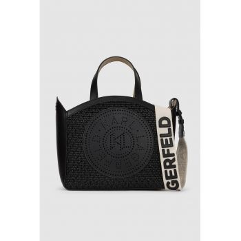 Geanta de umar cu aspect croseta si bareta cu model logo