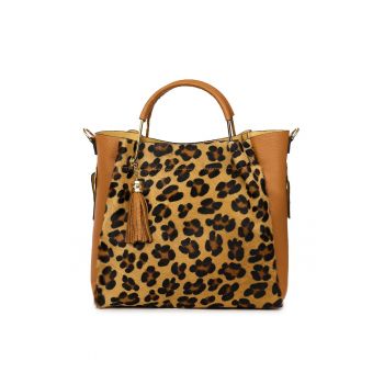 Geanta din piele cu par de ponei Fabiana - coniac/animal Geanta din piele cu par de ponei Fabiana - coniac/animal