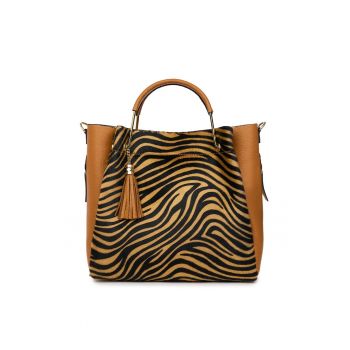 Geanta din piele cu par de ponei Fabiana - coniac/animal Geanta din piele cu par de ponei Fabiana - coniac/animal