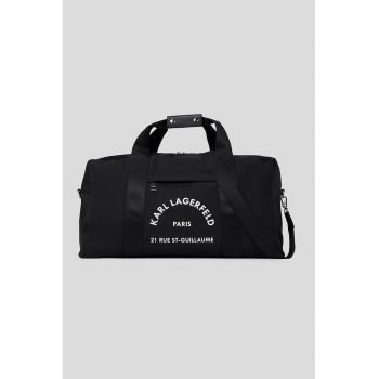 Geanta duffle de pana cu imprimeu logo