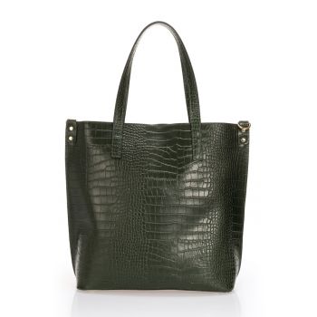 Geanta shopper din piele cu aspect de piele de crocodil