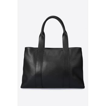 Geanta shopper uni din piele cu fermoar