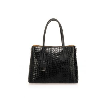 Geanta tote din piele cu model piele de reptila