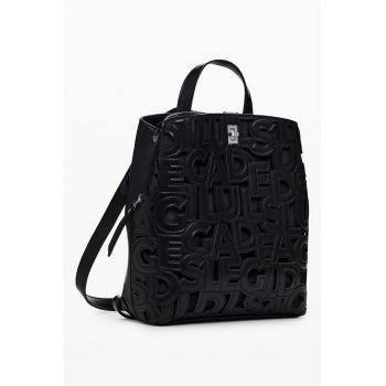 Rucsac din piele ecologica cu model text Rucsac din piele ecologica cu model text