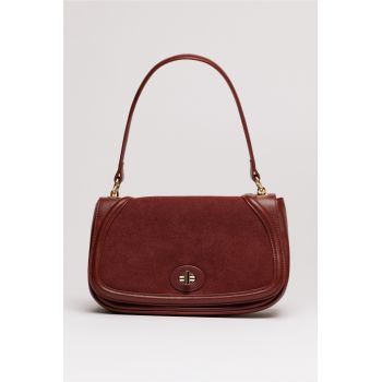 Geanta bordo din piele ecologica cu maner rotund