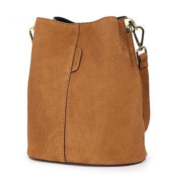 Geanta dama din piele intoarsa Milena coniac Geanta dama din piele intoarsa Milena coniac