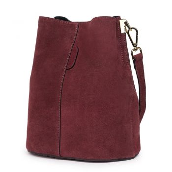 Geanta dama din piele intoarsa Milena grena Geanta dama din piele intoarsa Milena grena