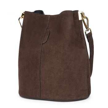 Geanta dama din piele intoarsa Milena maro inchis Geanta dama din piele intoarsa Milena maro inchis