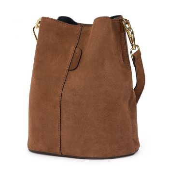 Geanta dama din piele intoarsa Milena maro Geanta dama din piele intoarsa Milena maro