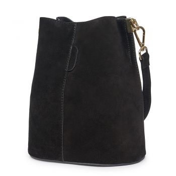 Geanta dama din piele intoarsa Milena neagra Geanta dama din piele intoarsa Milena neagra