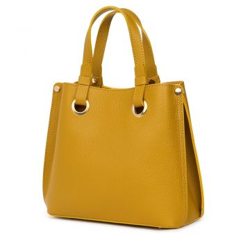 Geanta dama din piele naturala Ilona galben mustar
