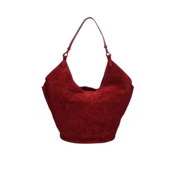 Geanta de piele intoarsa cu bareta de umar Lisabona Geanta de piele intoarsa cu bareta de umar Lisabona