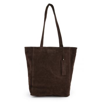 Geanta de umar  din piele intoarsa - maro - 37x40x14cm - cu 2 buzunare interioare Geanta de umar  din piele intoarsa - maro - 37x40x14cm - cu 2 buzunare interioare