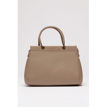 Geanta office beige din piele ecologica