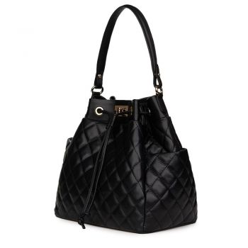 Geanta piele cu aspect matlasat Felice neagra Geanta piele cu aspect matlasat Felice neagra