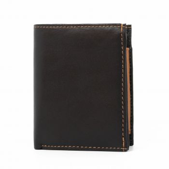 Portofel barbati Landon PT949, piele naturala, Negru - Maro