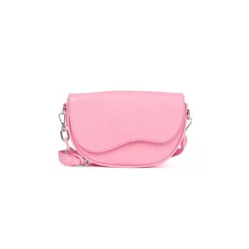 Geanta crossbody  bej - din piele ecologica - cu detalii argintii - compacta