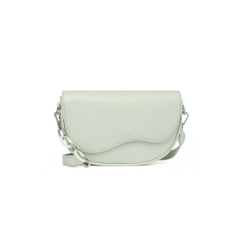 Geanta crossbody  bej - piele ecologica - detalii argintii - compacta