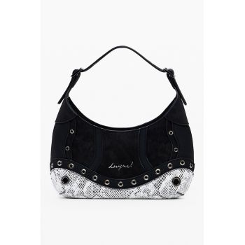 Geanta cu bareta de umar si aspect contrastant