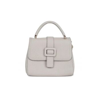 Geanta dama  alba cu accente aurii - design modern - 2 compartimente - 30x20cm