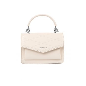 Geanta dama  bej - model Crossbody - compacta - cu manere si curea ajustabila