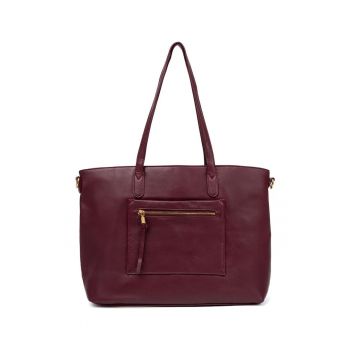 Geanta dama  bordo cu detalii aurii - design elegant - material poliester