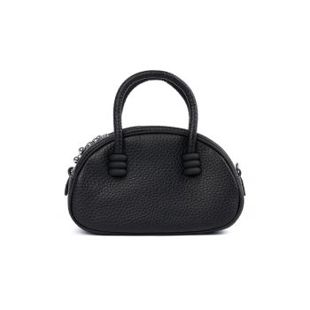 Geanta dama  crossbody neagra - compacta - din poliester - cu curea reglabila