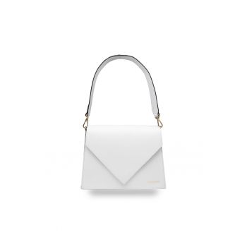 Geanta dama din piele naturala alb Rebeca