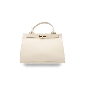 Geanta dama din piele naturala bej Chantes